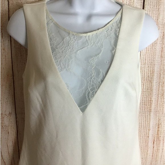 Zara Trafaluc Ivory Bodycon Shift Dress Sz 5 Lace - Picture 2 of 6